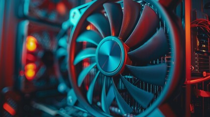 A close-up of a computer fan spinning rapidly to keep the system cool  AI generated illustration