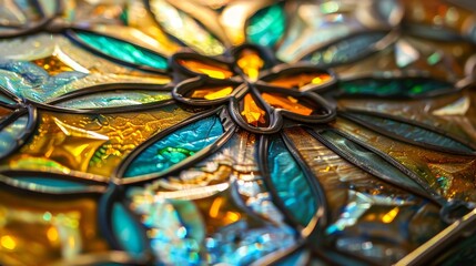 A close-up of a detailed intricate design reminiscent of stained glass  AI generated illustration