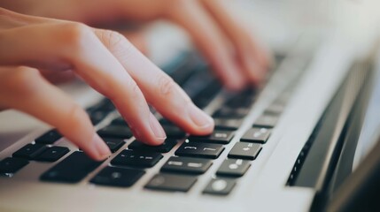 A close-up of a persons hands typing on a keyboard with speed and precision  AI generated illustration