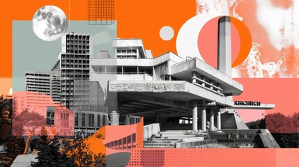 A collage of modernist architectural masterpieces  AI generated illustration