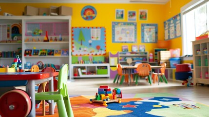 A colorful childrens classroom with educational posters and toys  AI generated illustration
