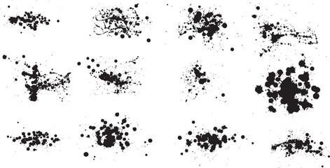 Ink blot psychology test set, vector symmetric paint splash spot, acrylic abstract dripped shapes. Mental exam imagination element, graffiti splatter liquid stain on white.