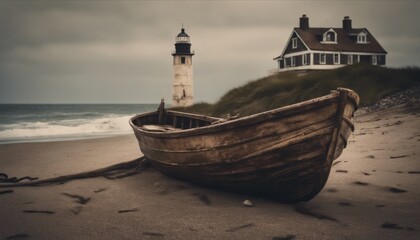 Fototapeta premium old fishing boat on the beach