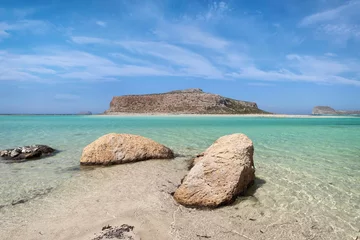 Fotobehang Rocks on scenic Balos Beach, Crete island, Greece © bbsferrari