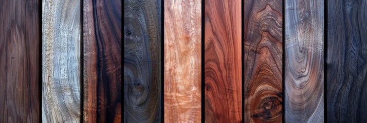 A variety of richly textured wooden planks in different shades, perfect for showcasing wood finishes.