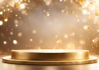 Background abstract luxury background product display podium with golden light and bokeh effects  - obrazy, fototapety, plakaty