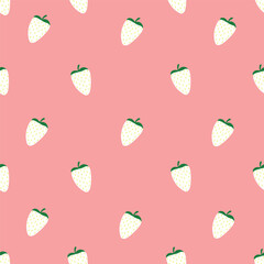  strawberry pattern, berries, pink background, white berries