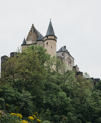 Fototapeta premium Low angle view of Vianden Castle, Luxembourg.