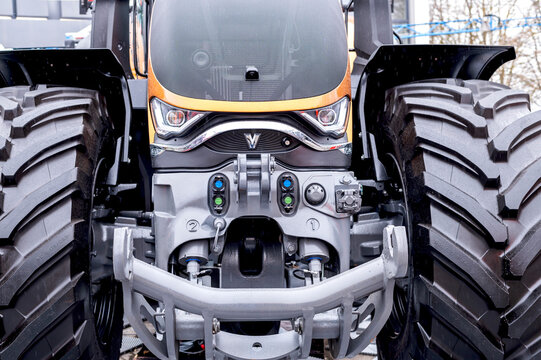Close-Up View of Modern Valtra Agricultural Tractor in Detail