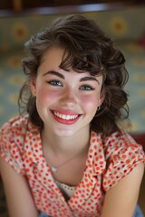 A smiling teenager girl in retro '50s clothing 15