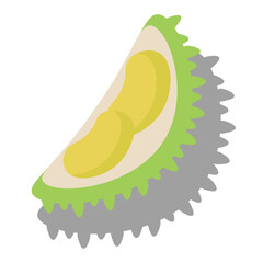 durian fruit that has been opened and shows yellow flesh in a flat illustration design style