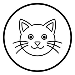 Adorable Cat Icon Vector Drawing in Circle Logo Style