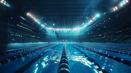 Olympic swimming pool made with Ai generative technology - obrazy, fototapety, plakaty