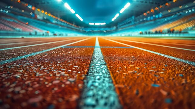 Track and field track in a big arena made with Ai generative technology