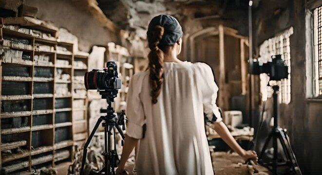 Female photographer in her photography studio.