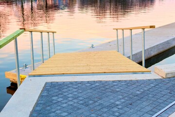 View of the floating dock and ramp of the new pier.