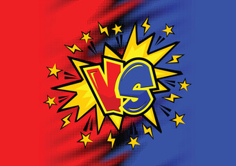 VS fight background for battle, competition, election or game. Red versus blue fighter.
