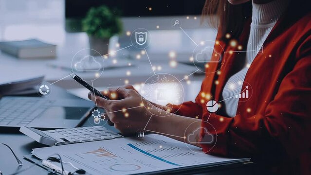 Digital transformation change management, internet of things. new technology bigdata and business process strategy, customer service management, cloud computing, smart industry.Ai technology.