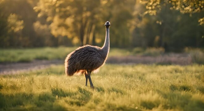 Ostrich in a field.