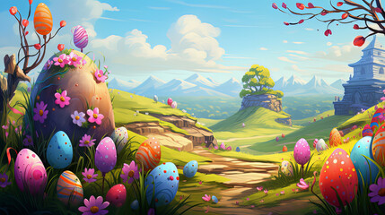 Happy Easter background with Easter eggs.