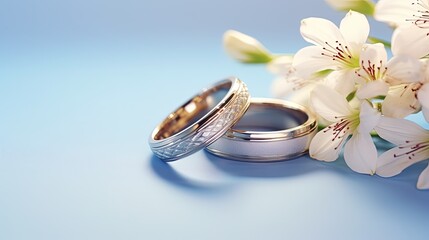 two wedding ring on pastel background