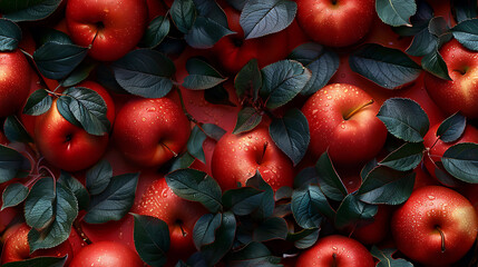 a pattern of red apples on a red background.