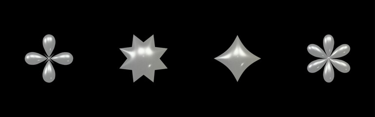 Realistic set 3d elements chrome y2k for web design. Trendy geometric silver elements. Vector y2k illustration