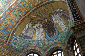 Interior of basilica of San Vitale. Apse mosaic. Ravenna