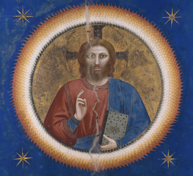 Fresco Giotto "Christ Pantochrator" in the ceiling of Scrovegni Chapel