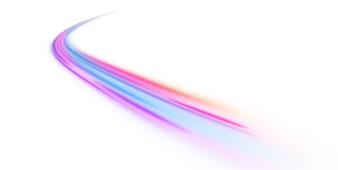 Light trail wave, fire path trace line, car lights, optic fiber and incandescence curve twirl. Laser beams luminous abstract sparkling isolated on a transparent background.
