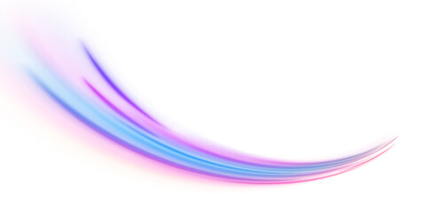 Abstract neon light rays background. abstract speed movement pattern with shiny glowing blurred line shape, gradient color. Vector purple and blue glowing lines air flow effect. PNG.
