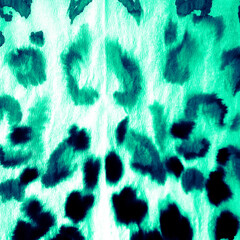 Mint Leopard On Branch. Animal Fur Print. Olive
