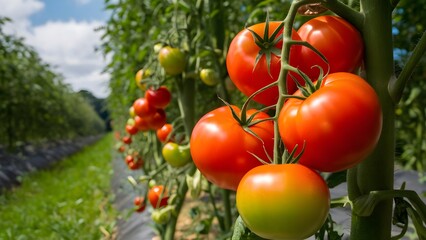 Fresh tomatoes in the garden
