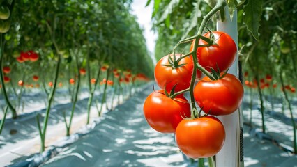 Tomatoes in plant closup 