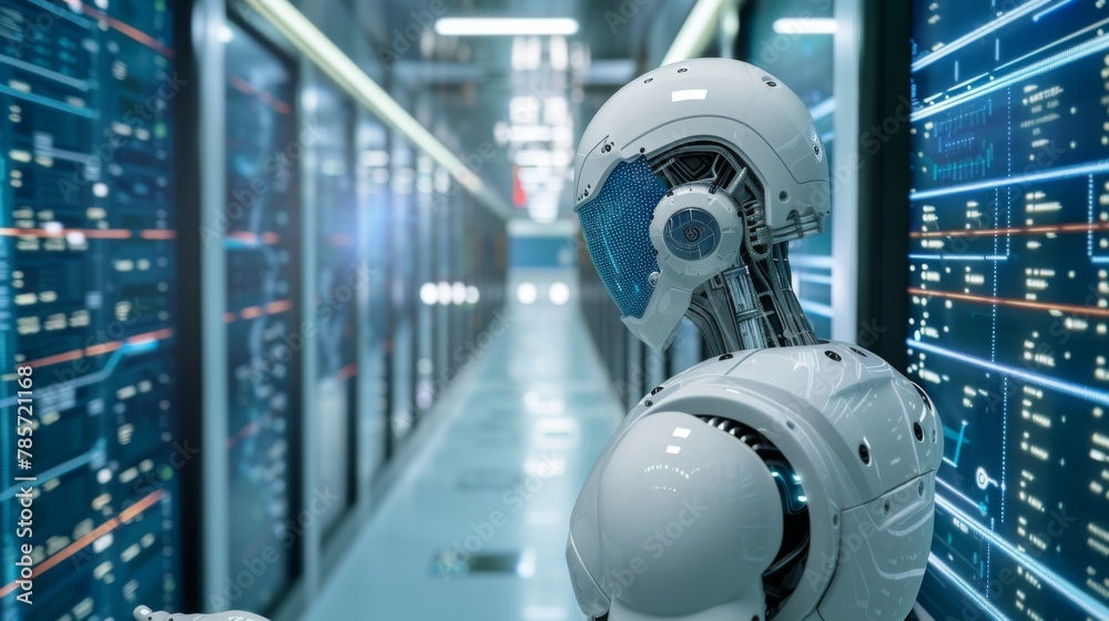 Aufkleber futuristic robot in a data center