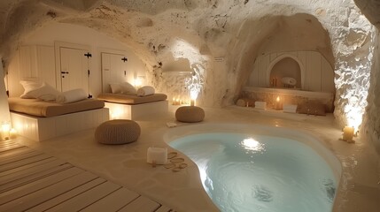 luxury spa hotel interior on the beach scandinavian minimal style