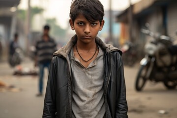 Troubled teenager on a city street