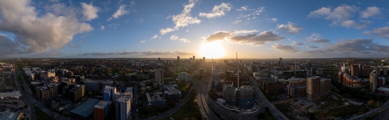 This stunning panoramic shot of Leeds captures the sunrise peering over the city centre, with...