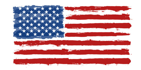 American flag paint texture. Grunge USA Flag. Vector Illustration for Celebration Holiday 4 of July American President Day. Stars and stripes