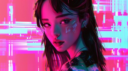 glitch cyberpunk portrait of girl