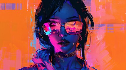 glitch cyberpunk portrait of girl