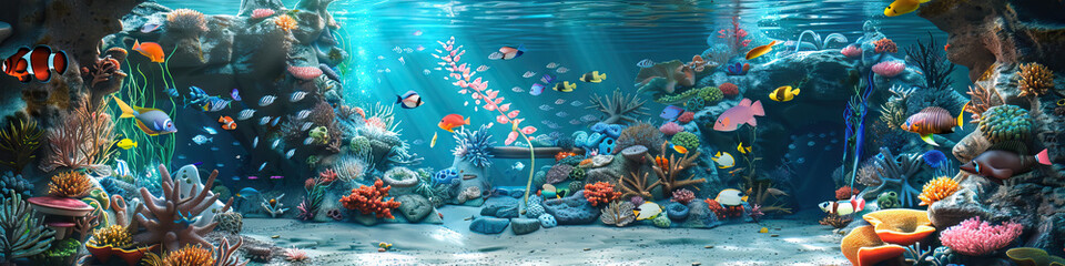 Aquatic Playtime: 3D Model of an Underwater Playground with Animated Sea Life