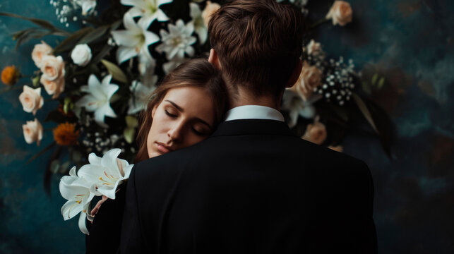 Couple mouning at funeral