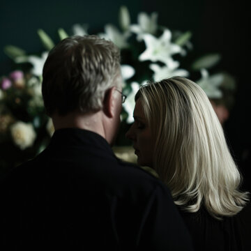 Couple mouning at funeral