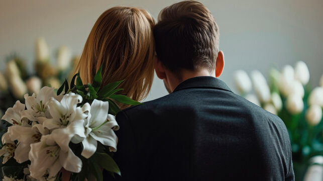 Couple mouning at funeral
