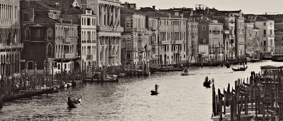 Italy. Venice.The Grand Canal from Rialto bridge at sunset