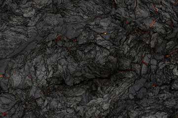 Aerial view of the texture of a solidifying lava field - obrazy, fototapety, plakaty