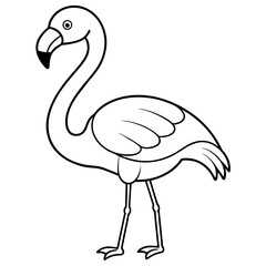flamingo black and white vector illustration for coloring book
