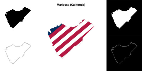 Mariposa County (California) outline map set