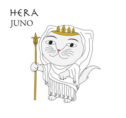 Cute cartoon illustration of cat Hera